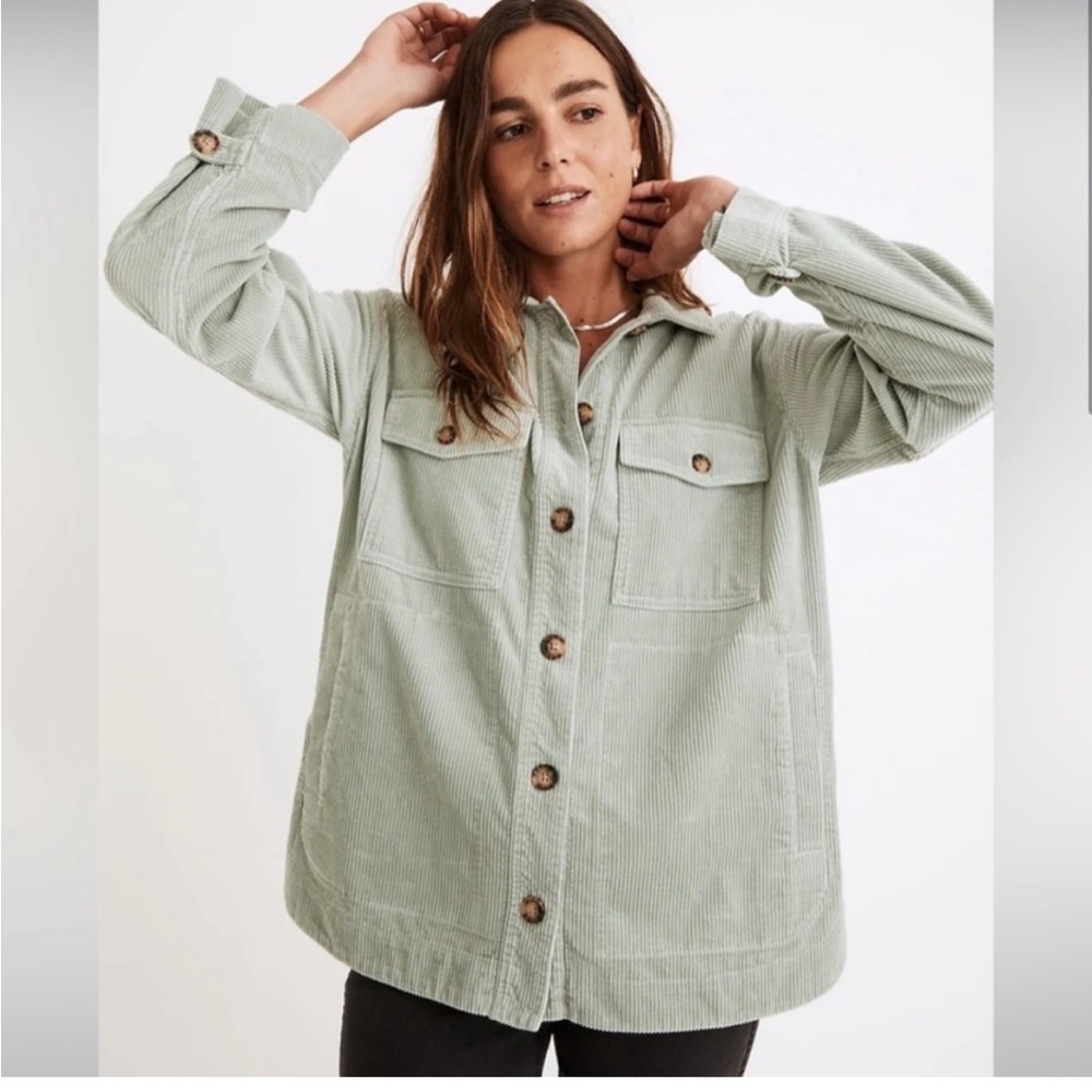 Madewell Light Sage Green Corduroy Shacket
